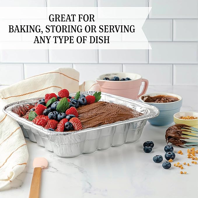 PLASTICPRO Disposable 10'' X 10'' X 3'' Inch Square Aluminum Tin Foil Baking Pans Bakeware - Cookware Perfect for Baking Cakes, Breads, Brownies, Bread, Meatloaf, Lasagna, Pack of 25