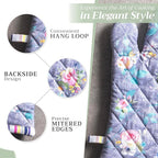 Maison d' Hermine 100% Cotton Oven Mitt & Pot Holder Set (7.5"x13" & 8"x8") Heat Resistant BBQ Cooking Gloves with Loop, Grilling, Kitchen, Handling Hot Pans Spring/Summer (Sweet Rose Lavender - Lush)