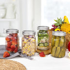 LUODA MirthMood Wide Mouth Mason Jars 32 oz with Lids, Canning Jars with Metal Airtight Lids, Quart Mason Jars for Fermenting, Pickling, Freezing, Preserving, Meal Prep, Jar Décor[2 Pack]