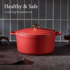 CAROTE 5QT Enameled Cast Iron Dutch Oven Pot with Lid, Heavy-Duty Dutch Oven for Sourdough Bread Baking, Braising, Stews, Roasting, Healthy & Non-Toxic, Dual Handles, All Stovetop Compatible, Oven Safe up to 500° F, Red