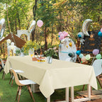 sancua Rectangle Tablecloths 6 Pack - 90x132 Inch - Beige Washable Fabric Cloth Table Cloth, Large Reusable Polyester Table Covers for Wedding, Party, Birthday, Banquet