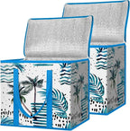 BALEINE 2Pk Insulated Reusable Grocery Bags, Collapsible Cooler Bag for Groceries, Heavy Duty Large Insulated Bag (Island Breeze)