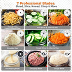 Homtone 16 Cup Food Processor, 9 Functions 7 Blades 3 Speeds for Shredding, Slicing, Doughing, Emulsfying and Meat Vegetable Chopping for Home Use, 600W (Sliver)