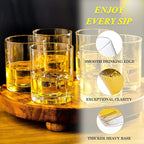 Heat-Resistant Drinking Glasses Set of 6 Double Fashioned Glass Lowball Tumblers 13.8oz Made From Premium Borosilicate All Crystal-Clear Water Cups (High borosilicate, Lowball)