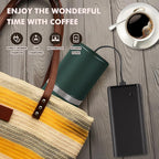 Portable Electric Coffee Grinder Stainless Steel Conical Burr Coffee Grinder with 45 Adjustable Settings Rechargeable Coffee Bean Grinder for Home, Travel, Camping, Office-Dark Green
