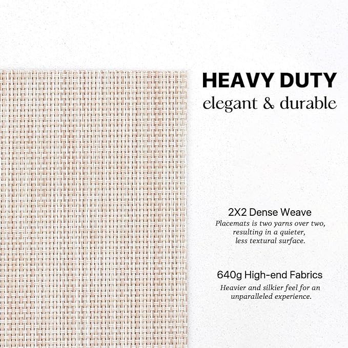 LEXMORE PVC Woven Placemats 4 PCS Wipeable Indoor/Outdoor Table Mats Washable Vinyl Place Mats for Dining Table, Set of 4-Beige