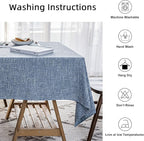 Waterproof Cotton Linen Tablecloths Rectangle Dining Table Cloth, Wipe Clean Indoor & Outdoor Table Cover for Buffet Party and Banquets, Wrinkle Resistant（54"x70"） Dirty Blue