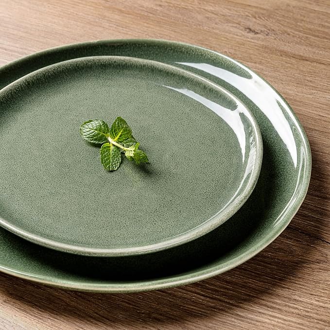 AmorArc 8.5" Ceramic Plates Set of 6 | Handmade Stoneware with Reactive Glaze for Dessert, Salad, Appetizer & Dinner | Microwave/Dishwasher Safe, Scratch Resistant