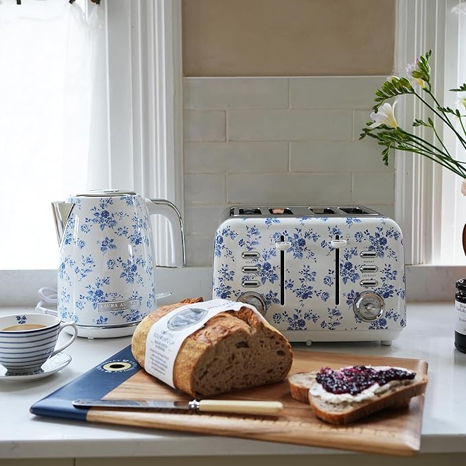 Laura Ashley Stainless Steel Electric Kettle 1.7 Liter - 1500W Rapid Boil Electric Kettles for Boiling Water - Electric Tea Kettles Automatic Shut Off - Overheat & Boil Dry Protection Jug Kettle