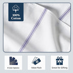 LANE LINEN Kitchen Towel Set - 24 Pack 100% Natural Cotton Absorbent Dish Towels for Kitchen, Reusable Wash Cloths, Machine Washable Hand Cloth, 14"x25", Soft & Durable - Blue Stripe