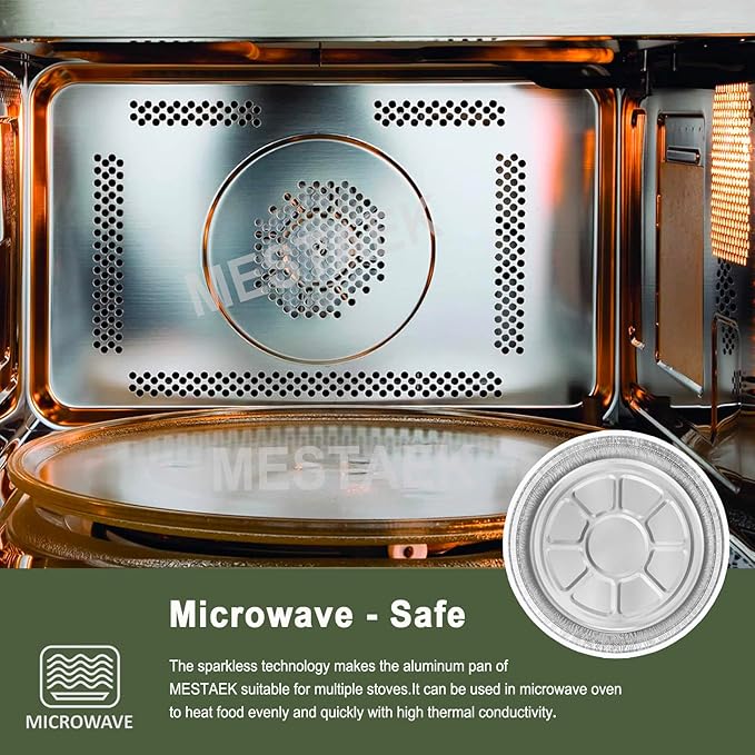 9" Aluminum Foil Pans with Clear Lids 50 Pack,Heavy Duty Disposable Containers for Roasting,Storing,Baking,Cooking, Deep Dish Pie Pans, Recyclable