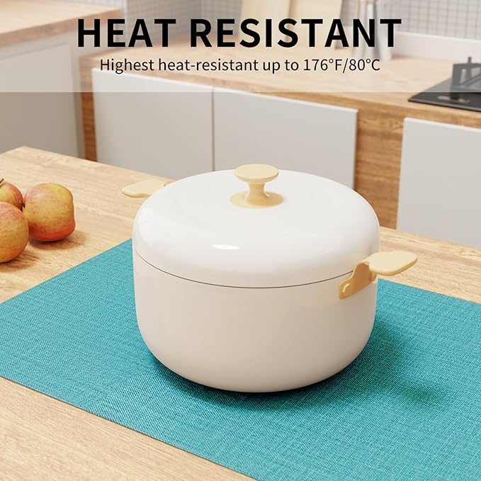 Cloth Placemats, Set of 4 Heat-Resistant Cotton Linen Blend Double Layered Machine Washable Place Mats, Wrinkle Free Thick Fabric Dining Table Mats for Indoors & Outdoors (Teal, 4)