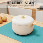 Cloth Placemats, Set of 4 Heat-Resistant Cotton Linen Blend Double Layered Machine Washable Place Mats, Wrinkle Free Thick Fabric Dining Table Mats for Indoors & Outdoors (Teal, 4)