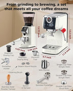 Tuni E2 𝑬𝒔𝒑𝒓𝒆𝒔𝒔𝒐 𝑴𝒂𝒄𝒉𝒊𝒏𝒆 with G1 𝑪𝒐𝒏𝒊𝒄𝒂𝒍 𝑪𝒐𝒇𝒇𝒆𝒆 𝑮𝒓𝒊𝒏𝒅𝒆𝒓 Combo Set | 20Bar Dual Boiler Coffee Maker | 48 Grind Settings | Professional Home Barista Kit