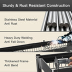 3 Tier Extra Large Stainless Steel Expandable Over The Sink Dish Drainer Drying Rack, Rust Proof Metal, Space Saving, Modern Black Big Capacity Extendable Plate Strainers Above Kitchen Counter