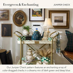 MACKENZIE-CHILDS Enamel Tea Kettle, Cute Tea Kettle for Stovetop, 2 Quarts, Dark Green-and-Blue Juniper Check