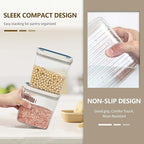 Flip-Lock Airtight Food Storage Containers 4-PC (0.6 Qt*2+1.6 Qt+3.4 Qt), Leakproof Ring Seal Top, Anti-Slip Plastic Pantry Canister for Flour Sugar,Cereal,Coffee,Dog Treat, White