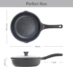 Vinchef New Handle Update 11In/5Qt Aluminum Nonstick Deep Frying Pan with Lid and Heat Indicator, Anti Scratch and Anti Stain Deep Saute Pan, Induction Compatible