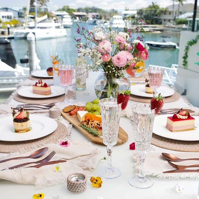 BELLAFORTE - Shatterproof Tritan Plastic Champagne Flute Clear, 6oz, set of 4 Myrtle Beach Dishwasher Safe Plastic Champagne Glasses - Glassware for indoor and Outdoor Use, BPA Free