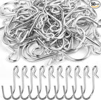 HNYYZL 50Pcs S Hooks, Heavy-duty S Shaped Hook Connectors Corrosion Protection Metal Hangers Hanging Hooks, Fixed Securely and Not Slip Off, Suit for Indoor and Outdoor Hanging(1.3”/3.5cm, Silver)
