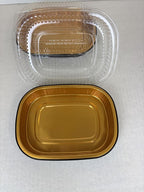 Small Black and Gold Pan with Dome Lid | 100 Sets Big Pans with Dome Lids | Durable & Versatile Pans with Dome Lids Serving Foods Hot Meals Baking Desserts BBQs Catering