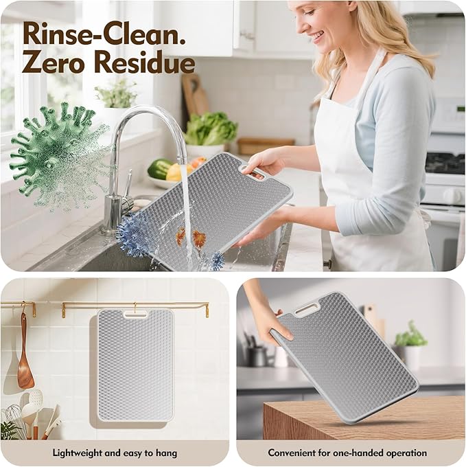 Titanium Cutting Board, Dual Sided Food Grade Titanium & Wheat Straw PP, Non Slip Scratch Resistant Easy Clean, cutting boards for kitchen, 15.16" x 10.43"