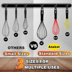 Anaeat Silicone Balloon Whisk, Perfect for Non-Stick Cookware, Milk and Egg Beater Blender, Heat Resistant Kitchen Whisks for Whisking, Cooking, Baking, Beating, Frothing & Stirring (Multicolor)