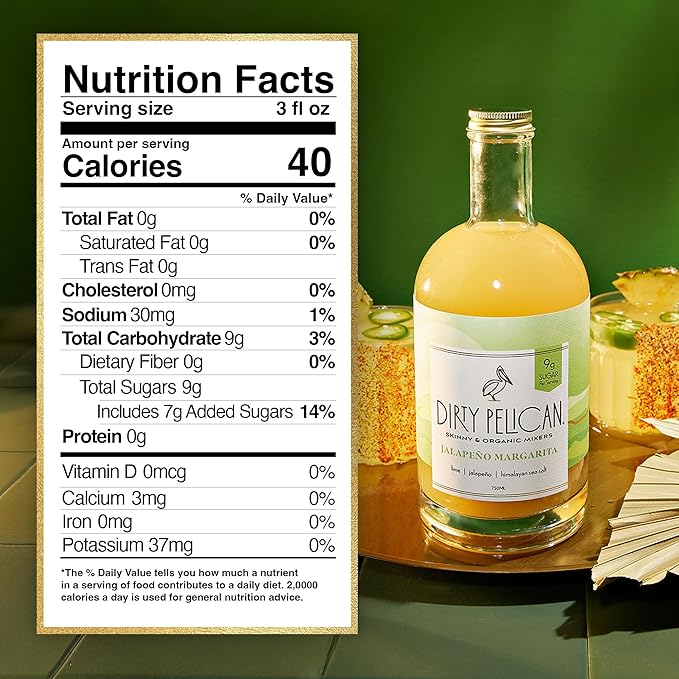 Dirty Pelican Cocktail Mixers - Spicy Jalapeno Margarita - Skinny & Organic Drink Mixes for Cocktails - Low Calorie Mocktails - Low Sugar - Vegan - Gluten Free - No Preservatives - 750ml (1 Bottle)