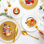 KINGSTONE Gold Silverware Set, 60-Piece Forged Flatware Set Cutlery Set Premium Stainless Steel, Service for 12, for Kitchen, Home, Wedding, Party, Mirror Polished and Dishwasher Safe