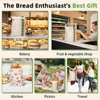 2 Pack Cotton Beeswax Bread Bags - Large Reusable Cotton Linen Food Storage Covers for Sourdough & Homemade Bread, Waxed Bags Keep Bread Fresh, Proofing Bag Freezer-Safe, Easy Clean