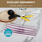 Native Fab Cotton Kitchen Towels - 16x26 inches - Set of 4 - Basket Weave Stripe Dish Towels for Cleaning, Drying Dishes, Absorbent Dish Cloths Set with Hanging Loop - Burgundy Maroon