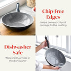 Rigoletto 11” Nonstick Wok Pan, Made in Italy, Vesuvio Layered Ceramic PFAS-Free Surface, Induction Ready Skillet, Dishwasher & Metal Utensil Safe, Granite Finish, Stay-Cool Handle, Black