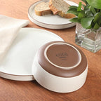 Gibson Elite Northrock Stoneware Dinnerware Set, 16-Piece Service for 4 Plates and Bowls Set – White Dishes with Hand-Painted Terracotta Base