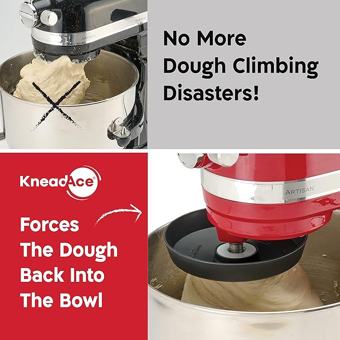 Spiral Dough Hook Shield For kitchenaid Mixer-Prevents Dough from Clogging Your Bowl Lift Mixer- Compatible With KitchenAid Dough Hook. (With 2 Adapters-Fits All KA Spiral Hooks)