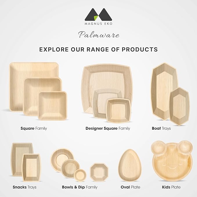 | 4" Square Palm Leaf Plates (50 Pcs) Disposable Plate Bamboo Like Party Pack, Compostable & Biodegradable Plate for Desserts, Eco Friendly Alternative to Plastic Bowl Paper Plates