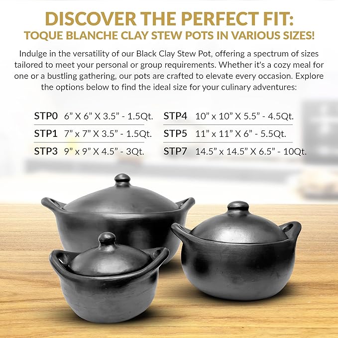 Authentic La Chamba Stewpot-Elegant, All-Natural Black Clay Dutch Oven for Braising, Baking, Roasting Chicken, Cooking Beans - Stovetop & Oven Safe – Handmade in Colombia - Medium, 3 Qt.