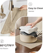 Leetaltree Light Brown Placemats Set of 4 - Heat Resistant Non-Slip Place mats for Dining Table, Washable Durable PVC Vinyl Woven Table Mats（Light Brown, 4）