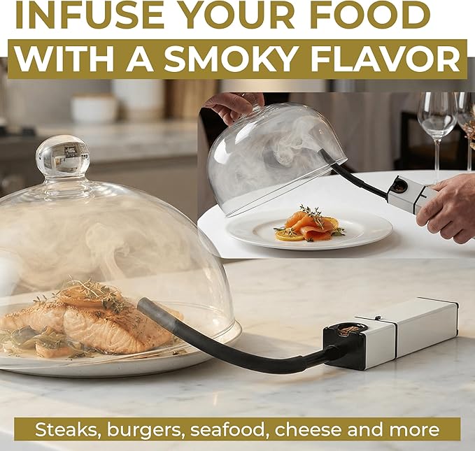 Cocktail Smoker Kit - Indoor Drink & Food Infuser with Wood Chips | Old Fashioned Whiskey Bourbon Smoker Gift