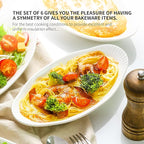 NJCharms Oval Au Gratin Baking Dishes for Oven Safe and Microwave Cooking, White Porcelain Small Mini Casserole Dish, 9 Inch, Set of 6