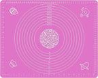 Silicone Baking Mat for Pastry Rolling Dough with Measurements, 19.7" x 15.7" BPA Free Non stick and Non Slip Pink Table Sheet Baking Supplies for Bake Pizza Cake