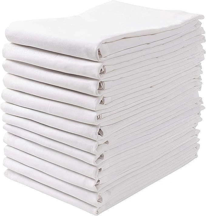 Flour Sack Towels for Kitchen, 18 Pack, 28x28 - Lint-Free White Flour Sack Dish Towels, Super-Absorbent Cotton Tea Towels for Kitchen Drying, Bread Proofing, Baking, Crafting, Embroidery