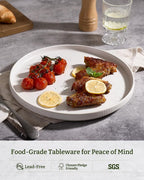 famiware Star Dinner Plates for 6, 10 inches Plate Set, Scratch Resistant, Stoneware Dinnerware, Kitchen Modern Rustic Serving Dishes, Matte White