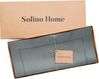 Solino Home Linen Hemstitch Table Runner 36 Inches - 100% Pure Linen Dark Grey Table Runner 14 x 36 Inch Ideal for Dresser and Coffee Tables - Classic Hemstitch