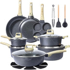GIPP 22 Piece Ceramic Nonstick Pots and Pans Set- Cookware Non Stick Set, Non-toxic Healthy Kitchen Cooking Set w/Frying Pans Set, Dishwasher Safe, PFAS PTFE PFOA PFOS Free