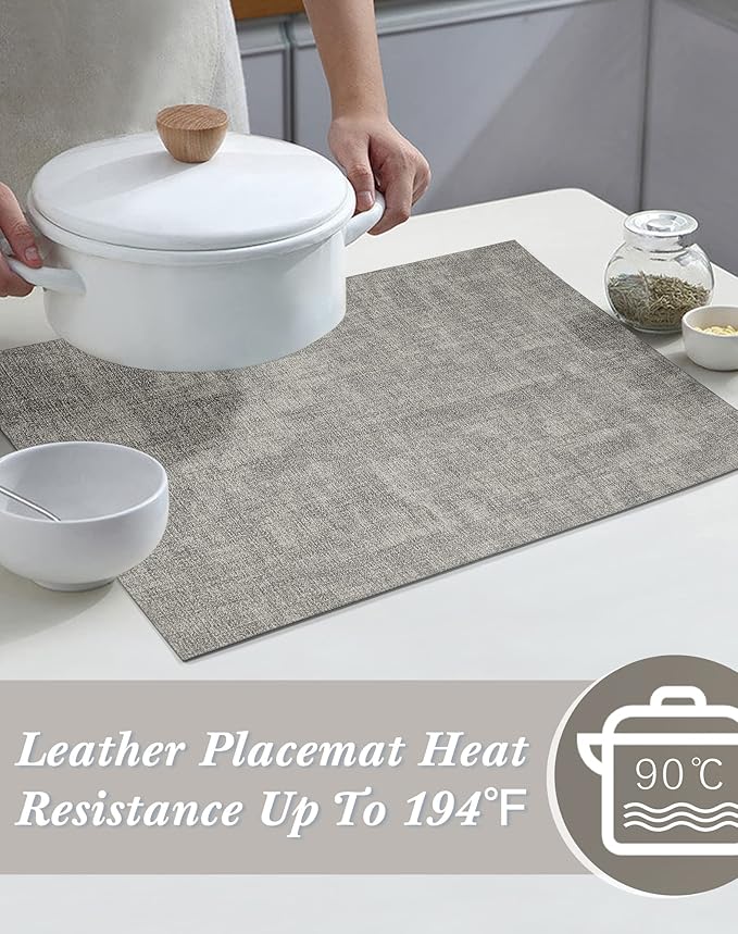 SUEH DESIGN Leather Placemats Set of 6 Reversible Table Mats Heat Resistant Waterproof No-Slip Place Mats for Dining Table Kitchen Parties