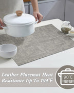 SUEH DESIGN Leather Placemats Set of 6 Reversible Table Mats Heat Resistant Waterproof No-Slip Place Mats for Dining Table Kitchen Parties