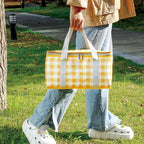 2pcs Insulated Reusable Food Picnic Bag Beach Bags, Beach Bag Cooler Bags with Zippered Top - Insulated Bag for Hot or Cold,Picnic Basket Collapsible, Outdoor Party, Camping,Festivals (B)