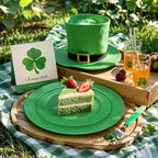 FLOWERCAT 60PCS Green Plates & St. Patrick's Day Plates - Heavy Duty Dark Green plates Disposable for St. Patrick's Party&Super Bowl- Include 30PCS 10.25" Dinner Plates & 30PCS 7.5" Dessert Plates