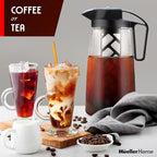Cold Brew Coffee Maker, 64 oz Tritan Fortified Pitcher, Pour Spout Handle Lid, Resilient & Leak-Proof for Iced Coffee Tea