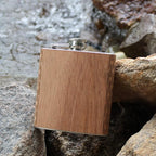 WUDN 6 oz. Wooden Hip Flask - Stainless Steel Body, Boots in American Cherry
